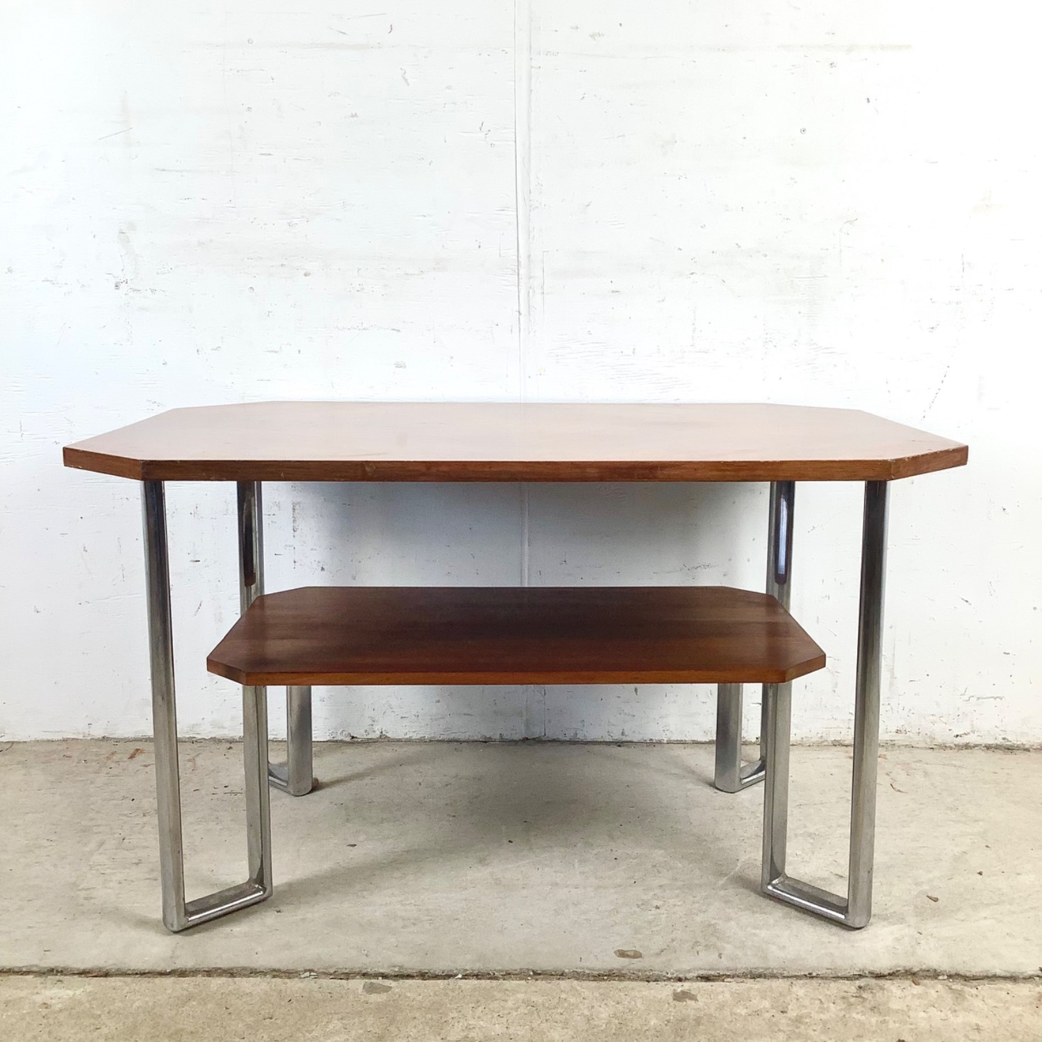 Vintage Modern Coffee Table with Chrome Base - image-1