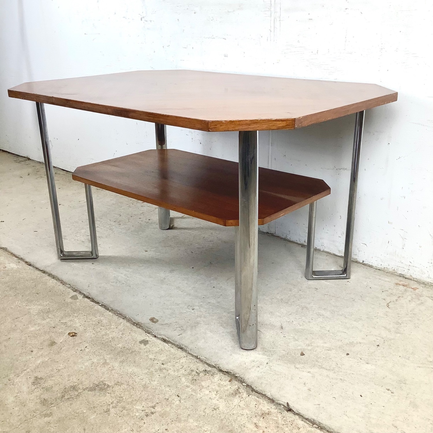 Vintage Modern Coffee Table with Chrome Base - image-10