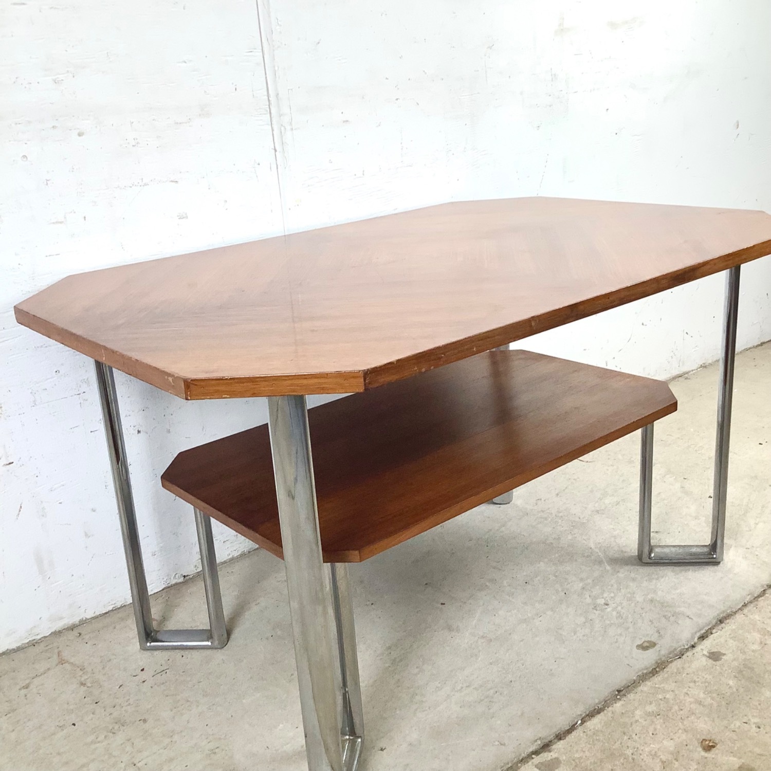 Vintage Modern Coffee Table with Chrome Base - image-2