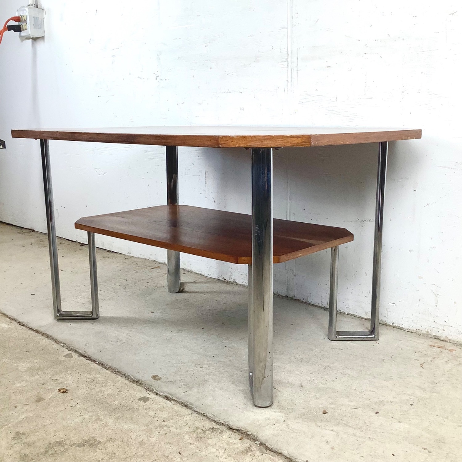 Vintage Modern Coffee Table with Chrome Base - image-20