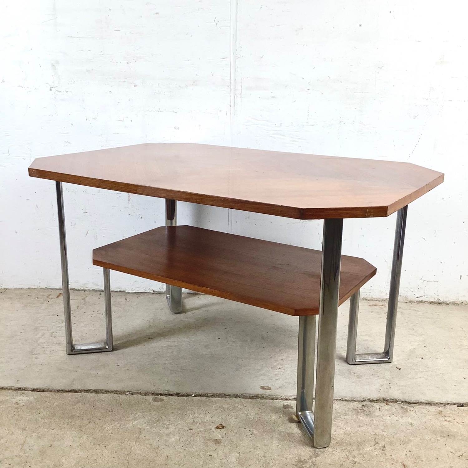 Vintage Modern Coffee Table with Chrome Base - image-16