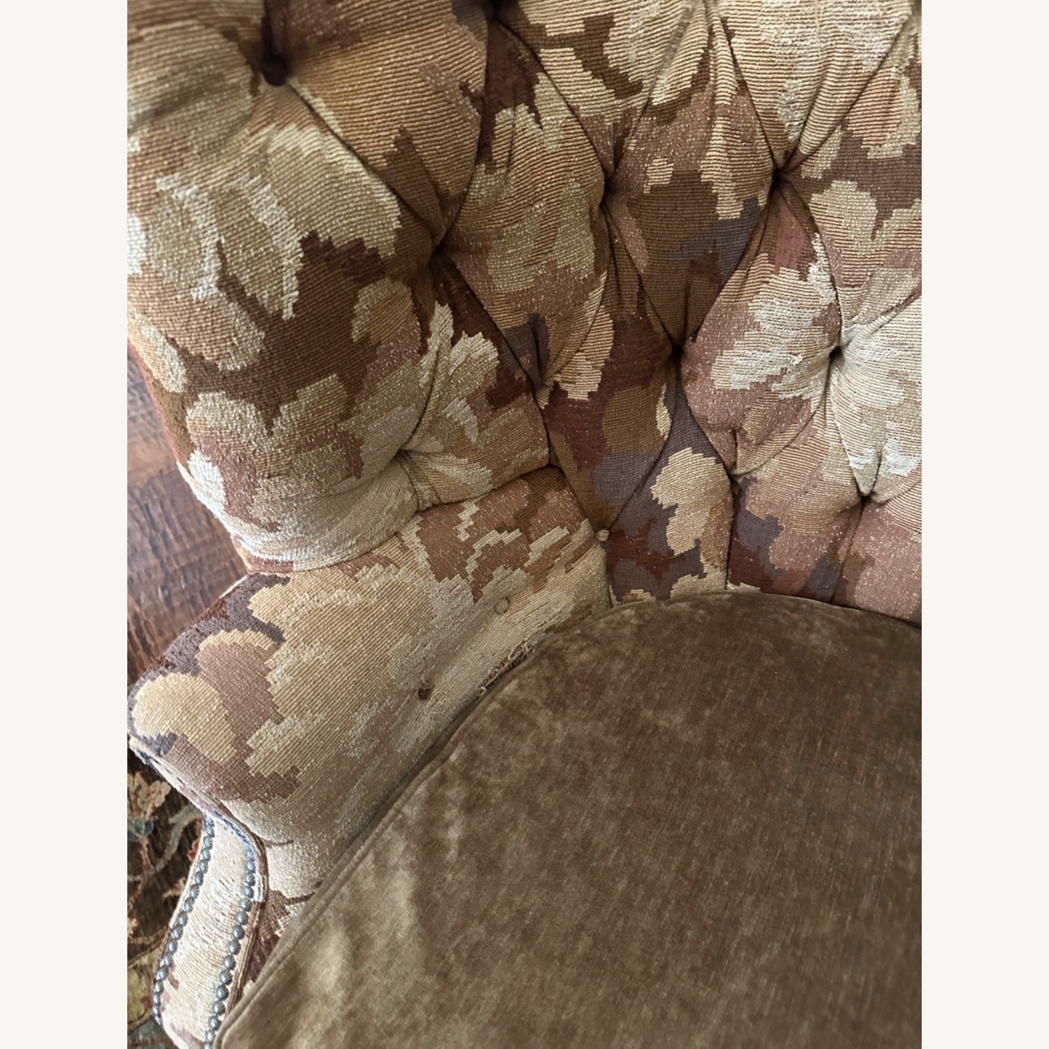 Vintage/Antique Light Brown Fabric Accent Chair - image-3