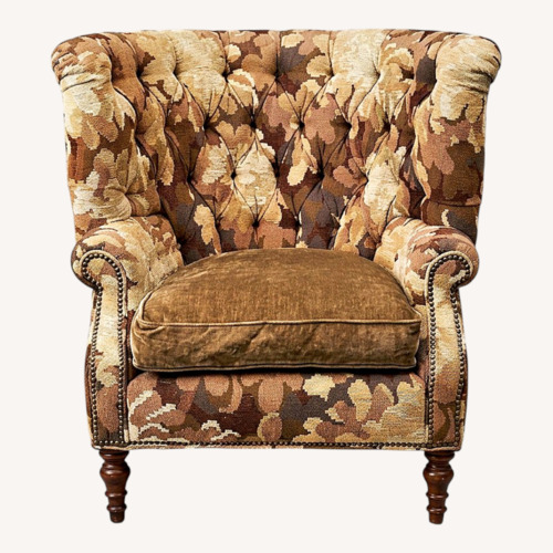 Used Vintage/Antique Light Brown Fabric Accent Chair for sale on AptDeco