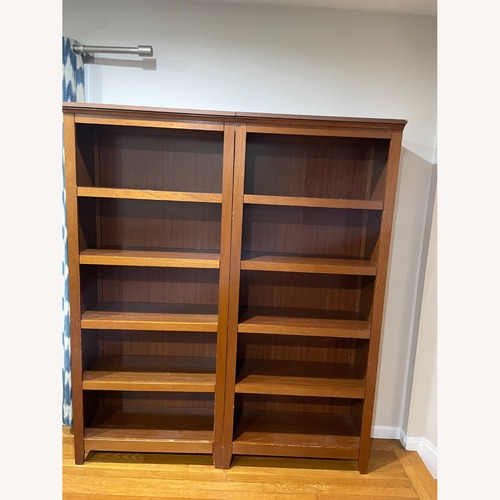 Used Dark Brown Wood Veneer Bookcase for sale on AptDeco