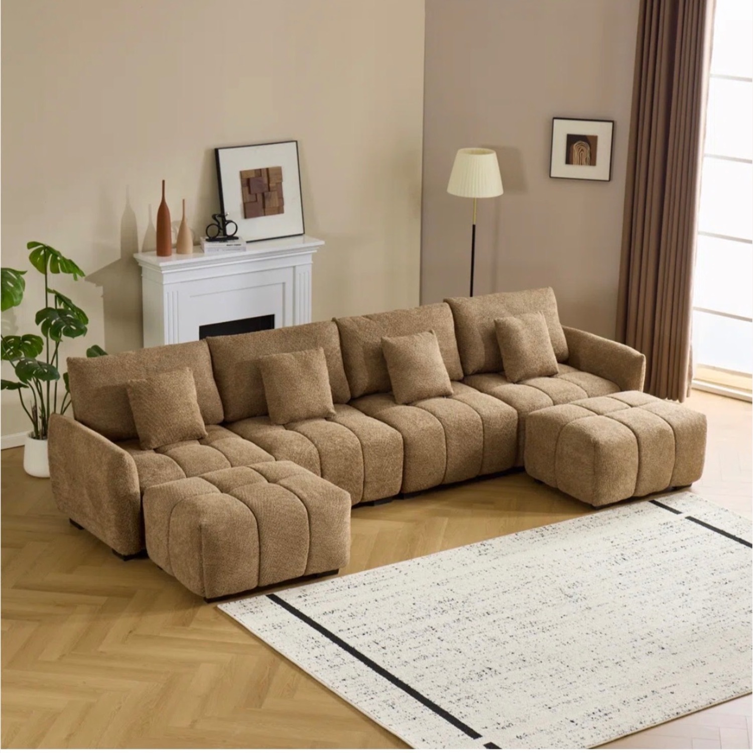 Wayfair Light Brown Leather 3+ Seater Sofa - image-1