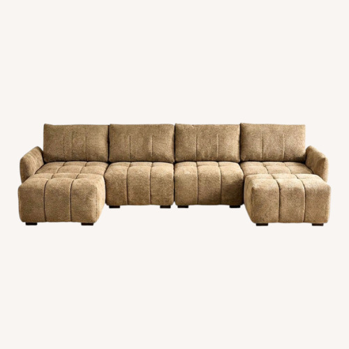 Used Wayfair Light Brown Leather 3+ Seater Sofa for sale on AptDeco