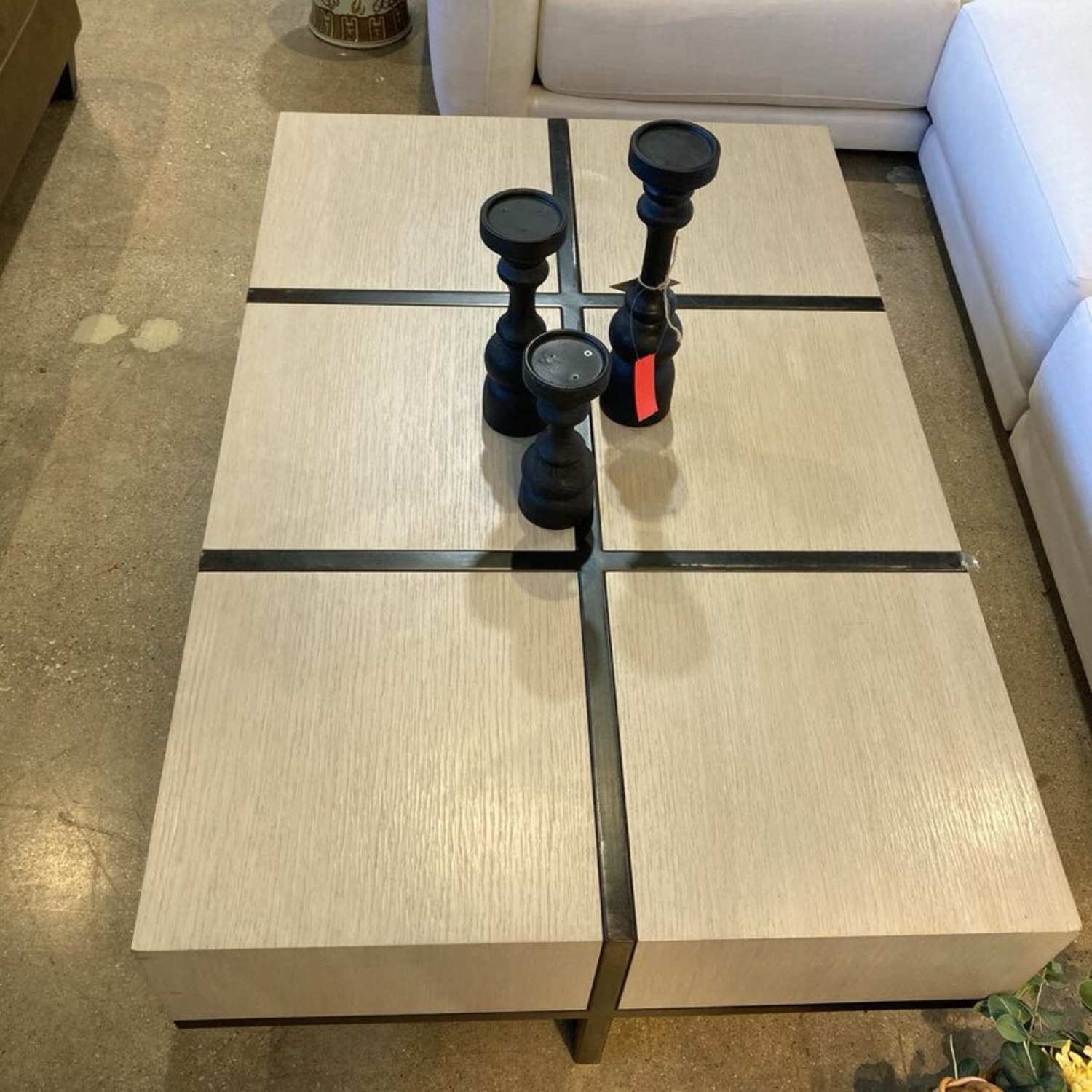 Contemporary Rectangular Wood & Metal Coffee Table - image-4