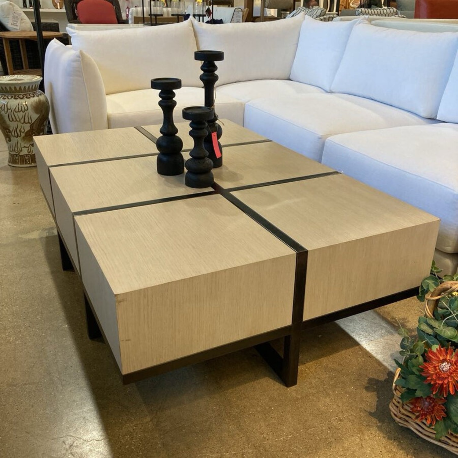 Contemporary Rectangular Wood & Metal Coffee Table - image-2