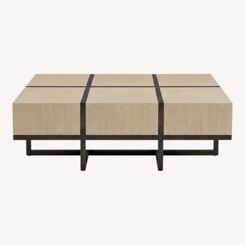 Used Contemporary Rectangular Wood & Metal Coffee Table for sale on AptDeco