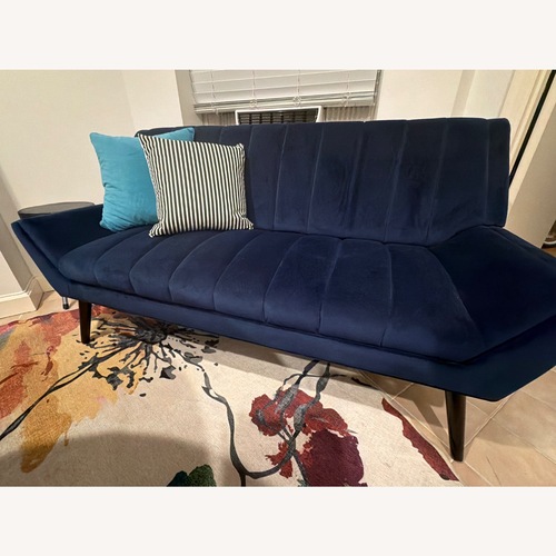 Used George Oliver Blue Velvet Sofa with Flare Arms for sale on AptDeco