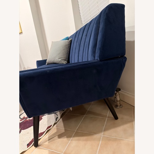 Used George Oliver Blue Velvet Sofa with Flare Arms for sale on AptDeco