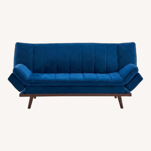 Used George Oliver Blue Velvet Sofa with Flare Arms for sale on AptDeco