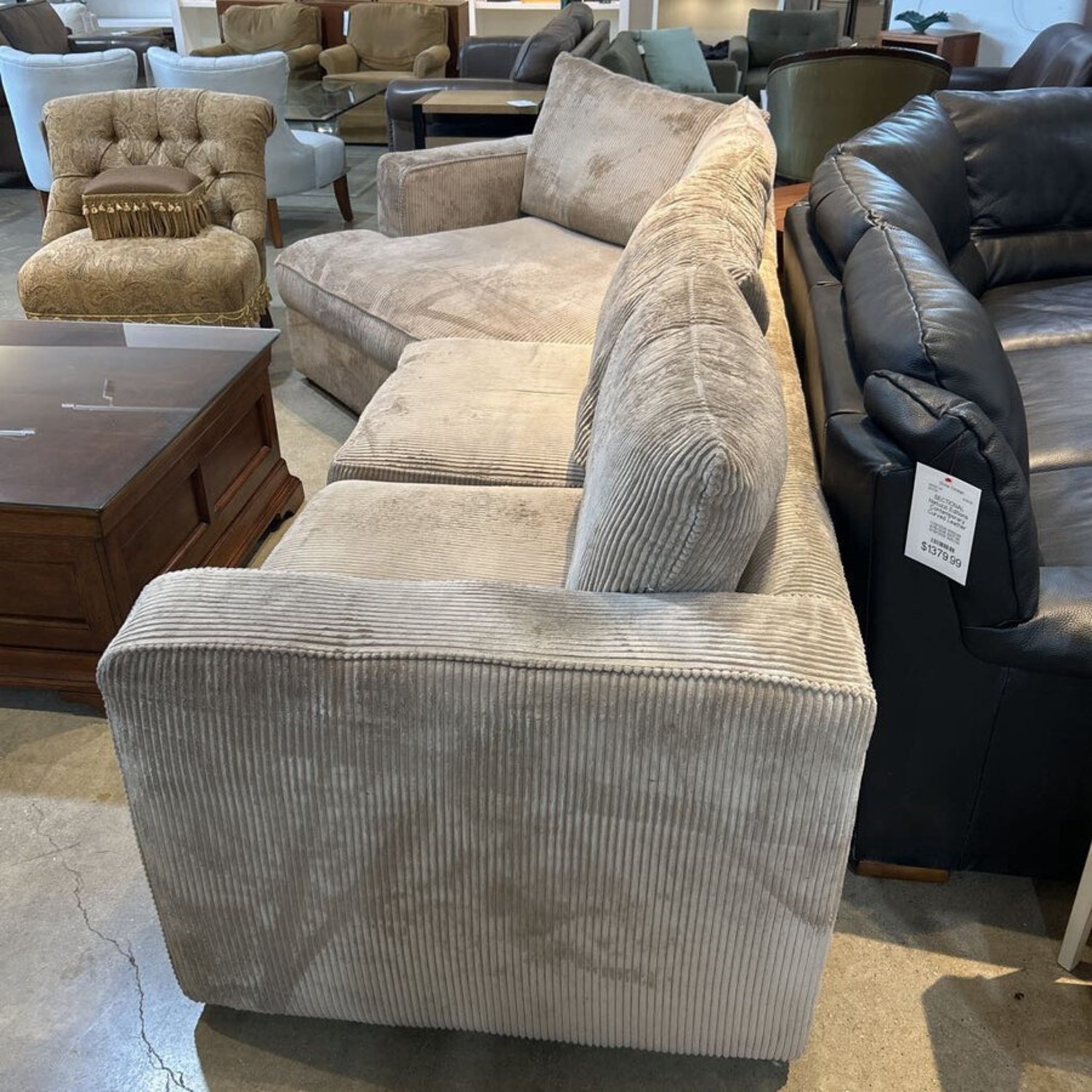 Angled 2-Piece Corduroy Sectional - image-1