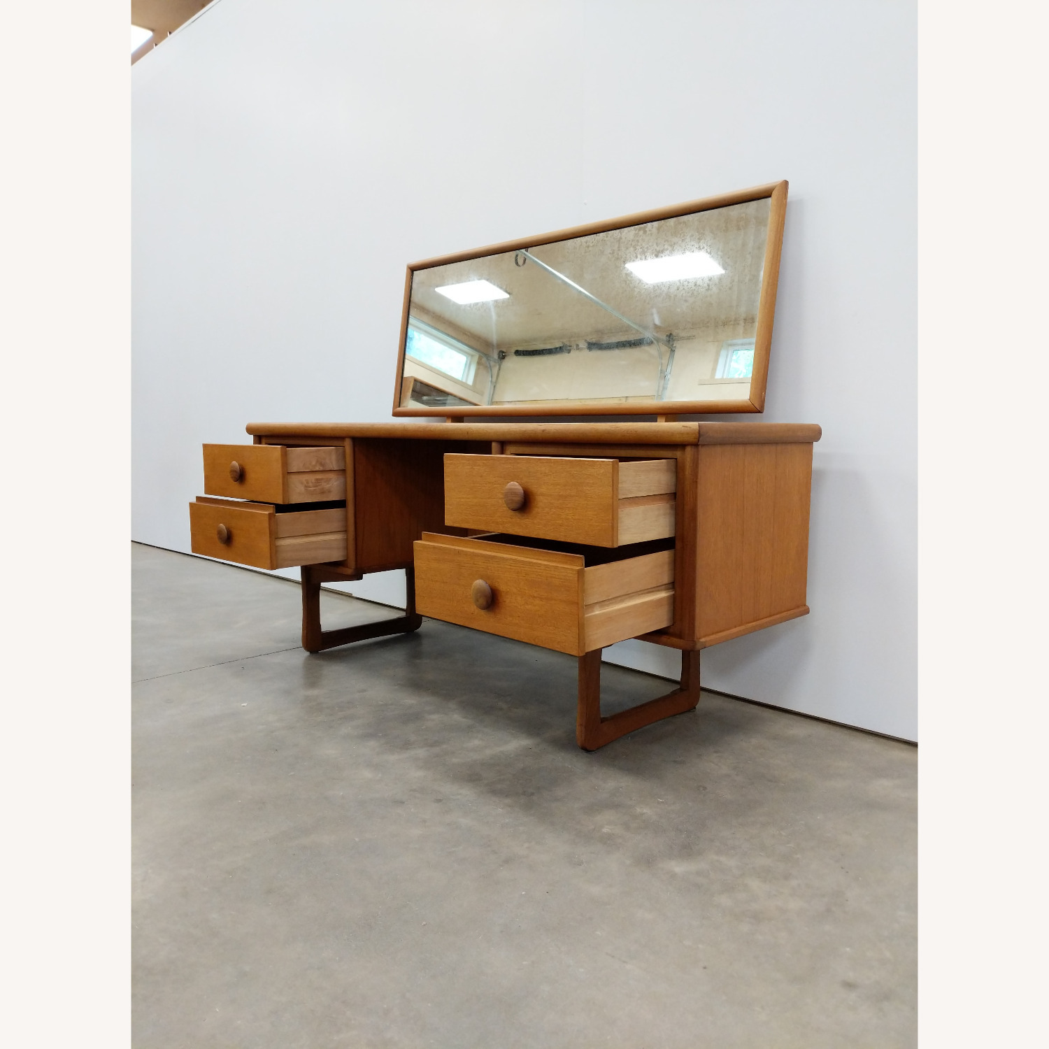 Vintage Mid Century Modern Teak Vanity Desk - image-3