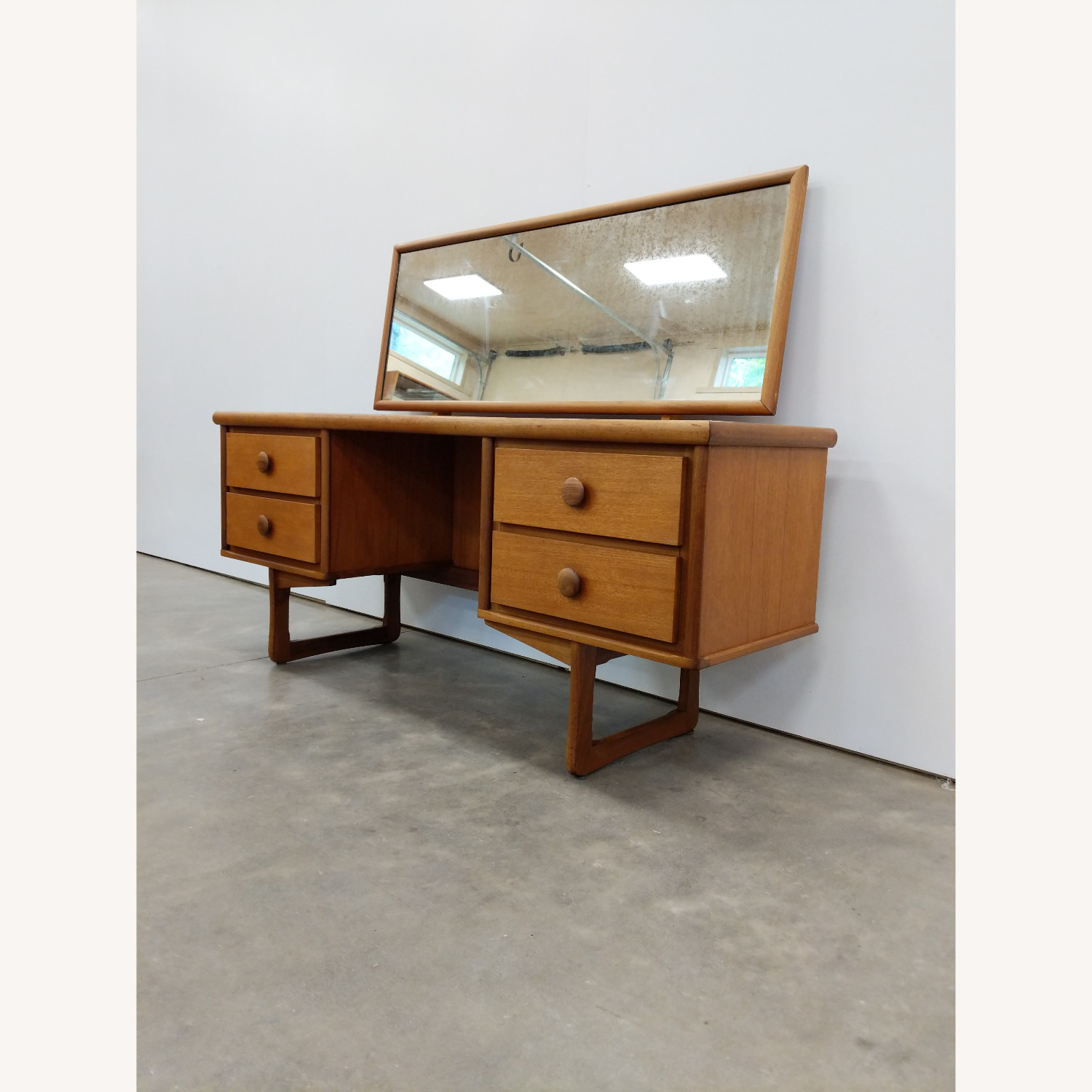 Vintage Mid Century Modern Teak Vanity Desk - image-2