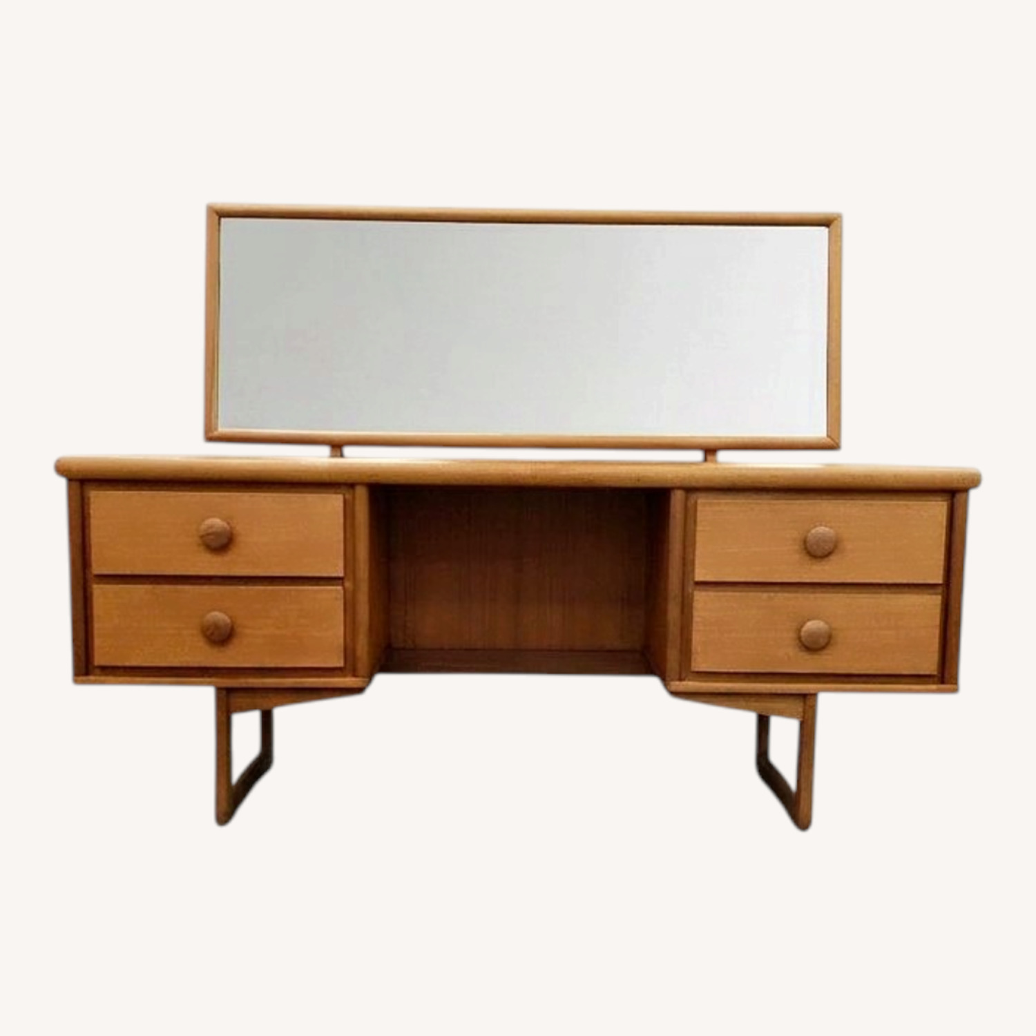 Vintage Mid Century Modern Teak Vanity Desk - image-0