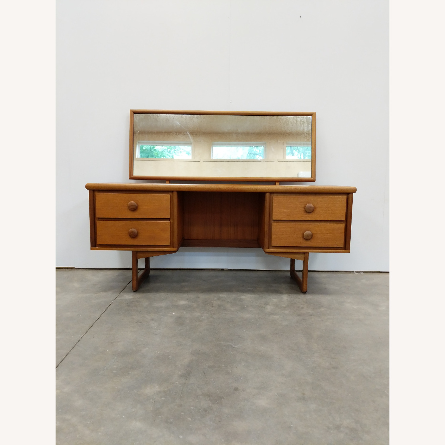 Vintage Mid Century Modern Teak Vanity Desk - image-1