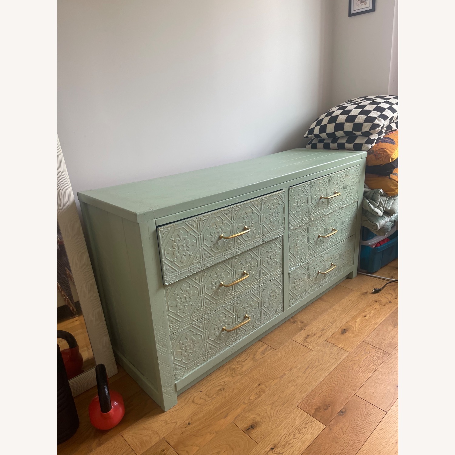 Vintage/Antique Green Wood Dresser - image-1