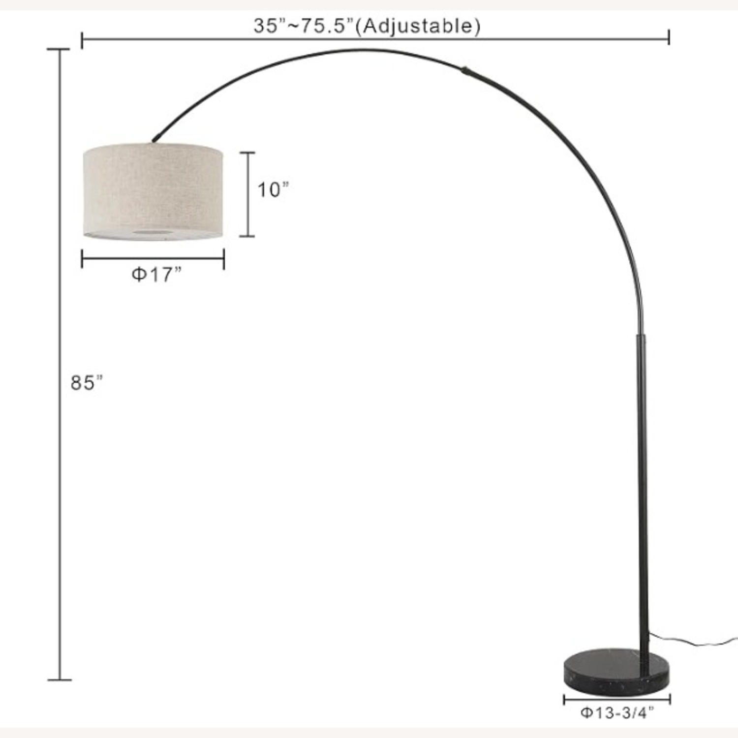 Arc Floor Lamp - Marble/Silver/White - image-2