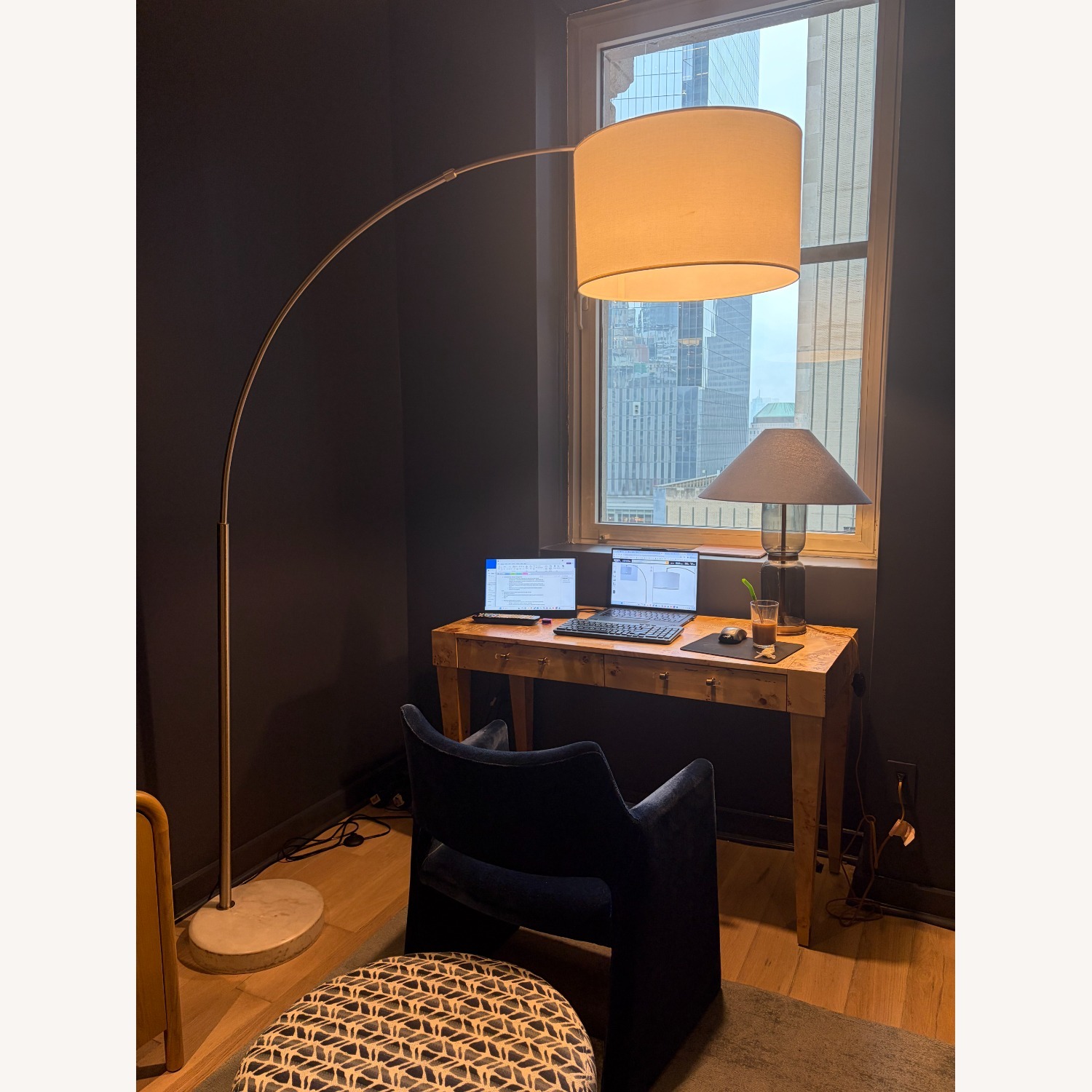 Arc Floor Lamp - Marble/Silver/White - image-4