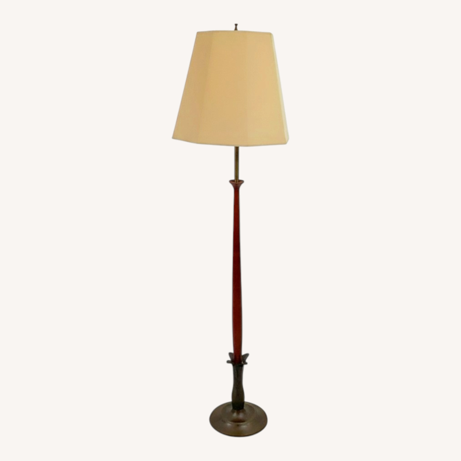Mid-Century Walnut & Metal Sculptural Floor Lamp - image-0
