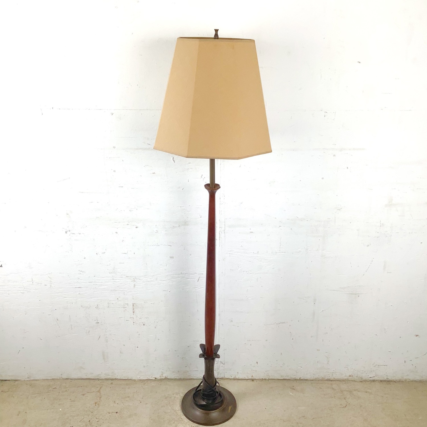 Mid-Century Walnut & Metal Sculptural Floor Lamp - image-3