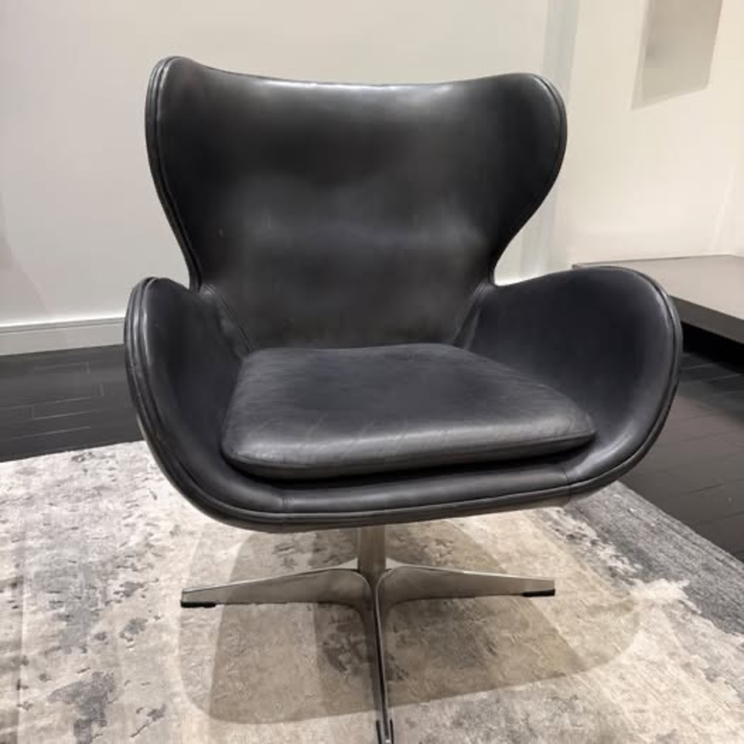 Timothy Oulton Dark Gray Leather Armchair - image-1