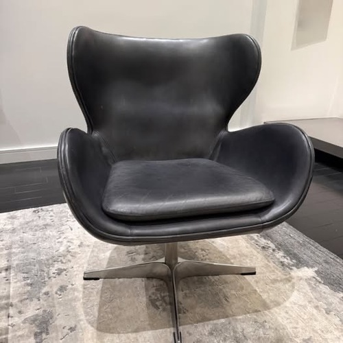 Used Timothy Oulton Dark Gray Leather Armchair for sale on AptDeco