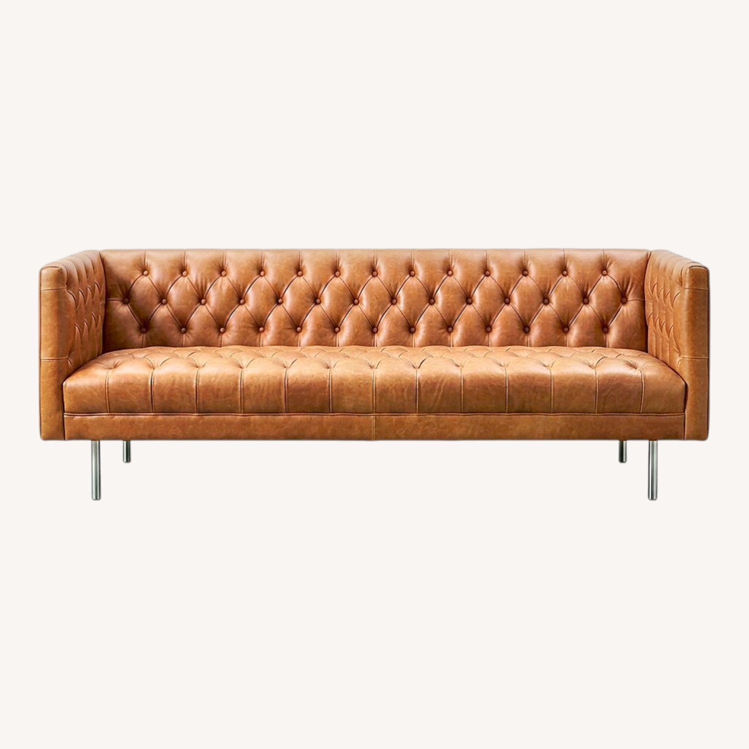 West Elm Dark Brown Leather 3+ Seater Sofa - image-0