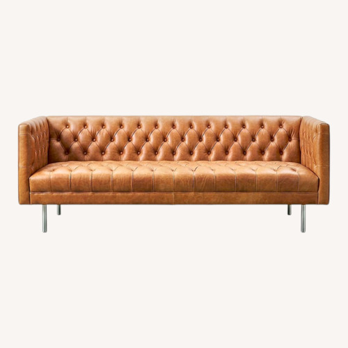 Used West Elm Dark Brown Leather 3+ Seater Sofa for sale on AptDeco