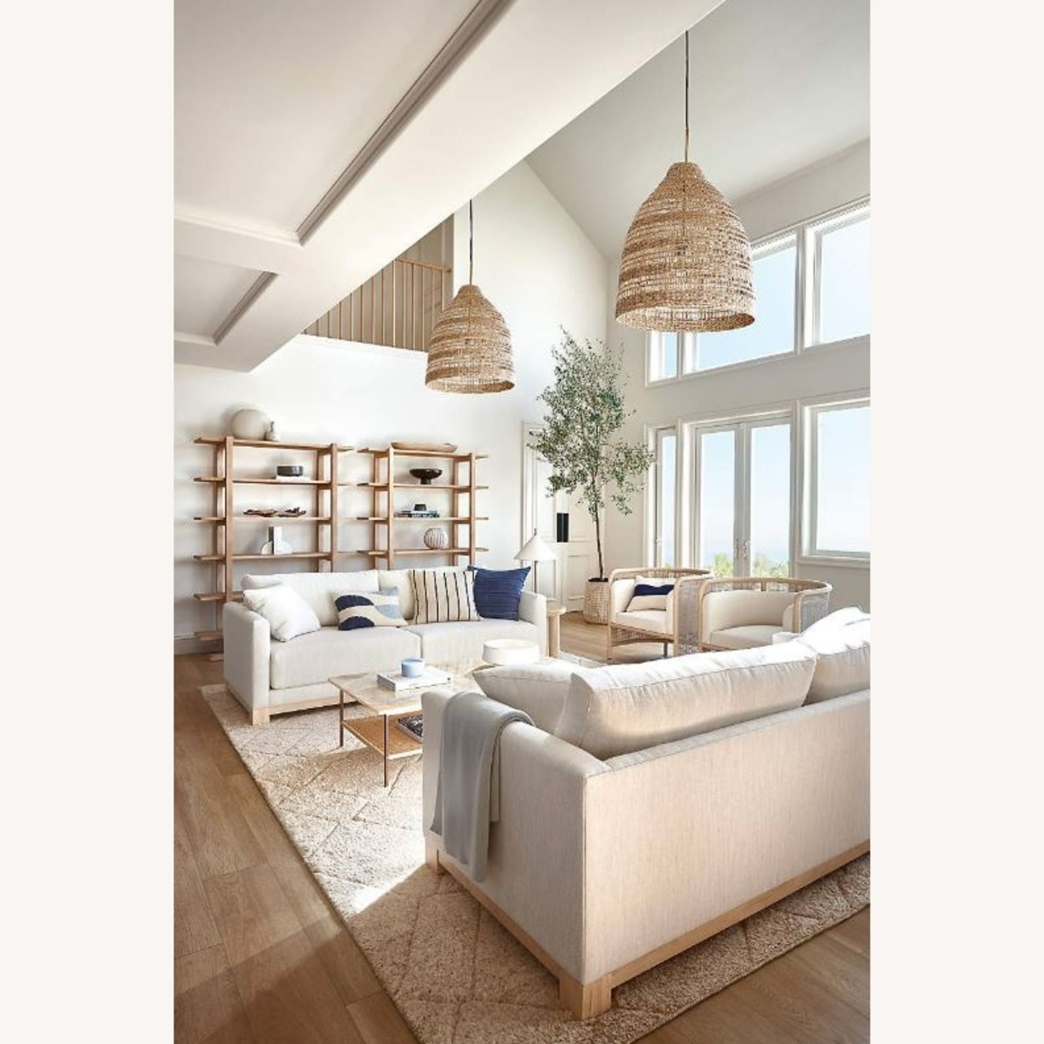 Crate & Barrel Nossa Natural Wicker Ceiling Lamp - image-5