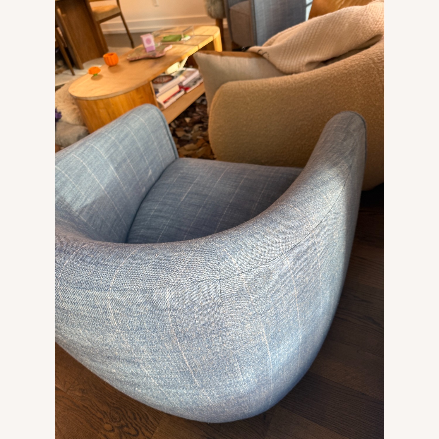 Interior Define Lawson Denim Fabric Accent Chairs - image-2