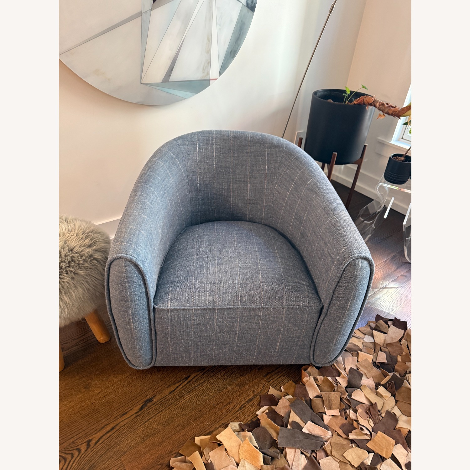 Interior Define Lawson Denim Fabric Accent Chairs - image-1