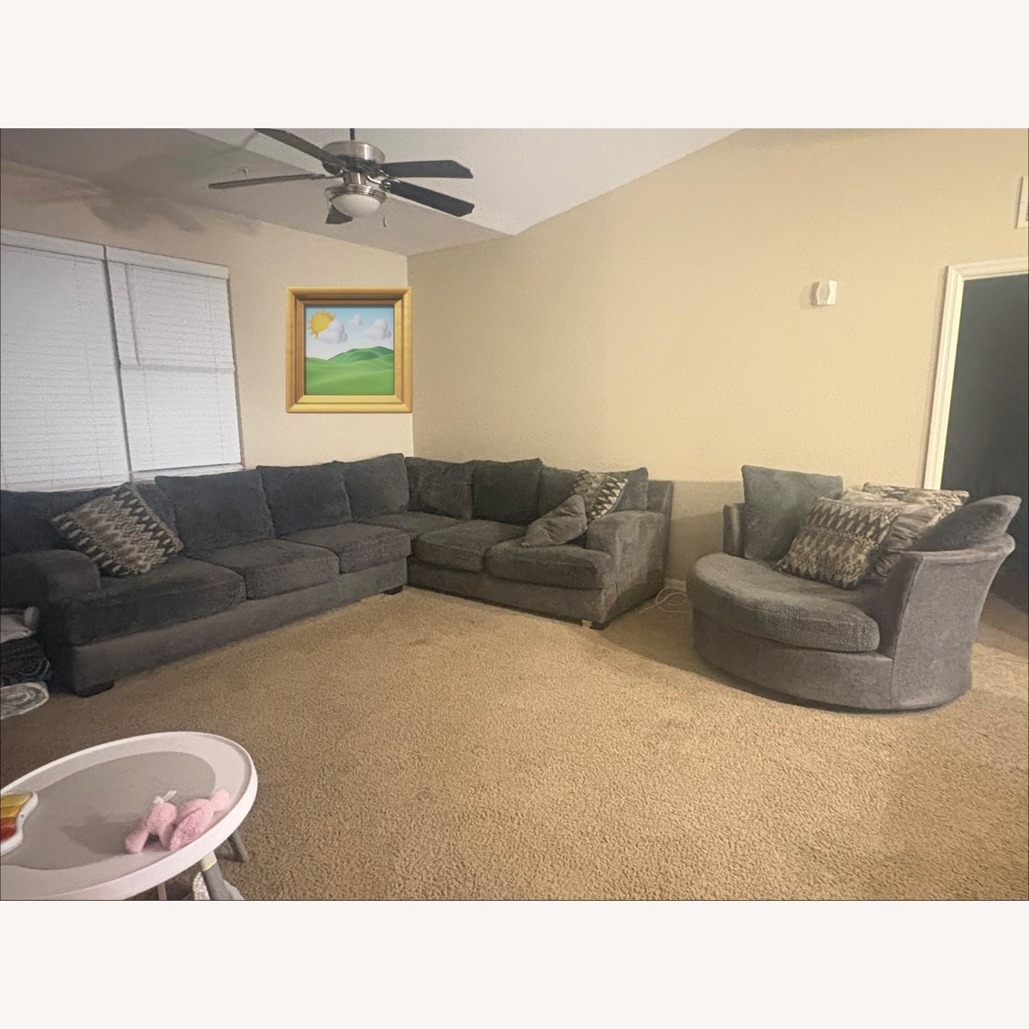 Rooms To Go Dark Gray Fabric 3+ Piece Sectional - image-2