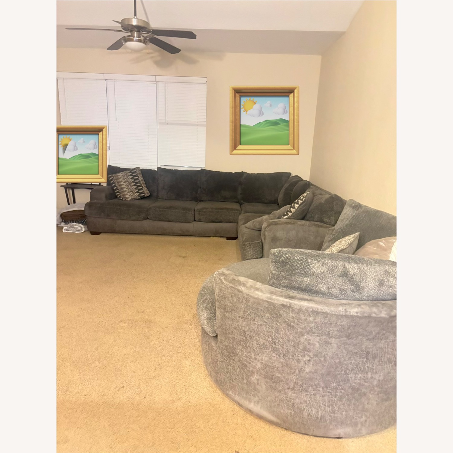 Rooms To Go Dark Gray Fabric 3+ Piece Sectional - image-3