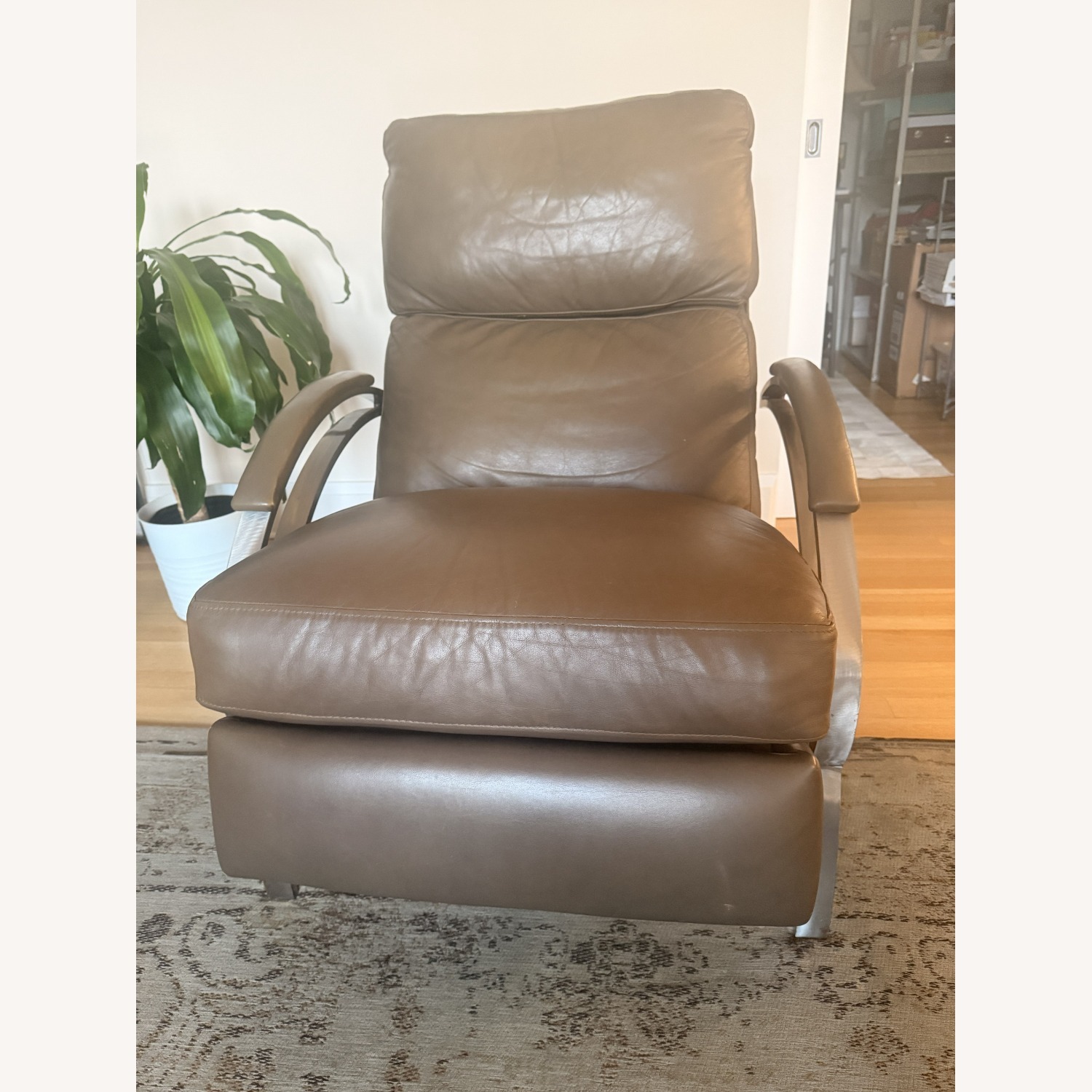 Bloomingdale's Jackie Powers Dark Brown Leather Recliner - image-3