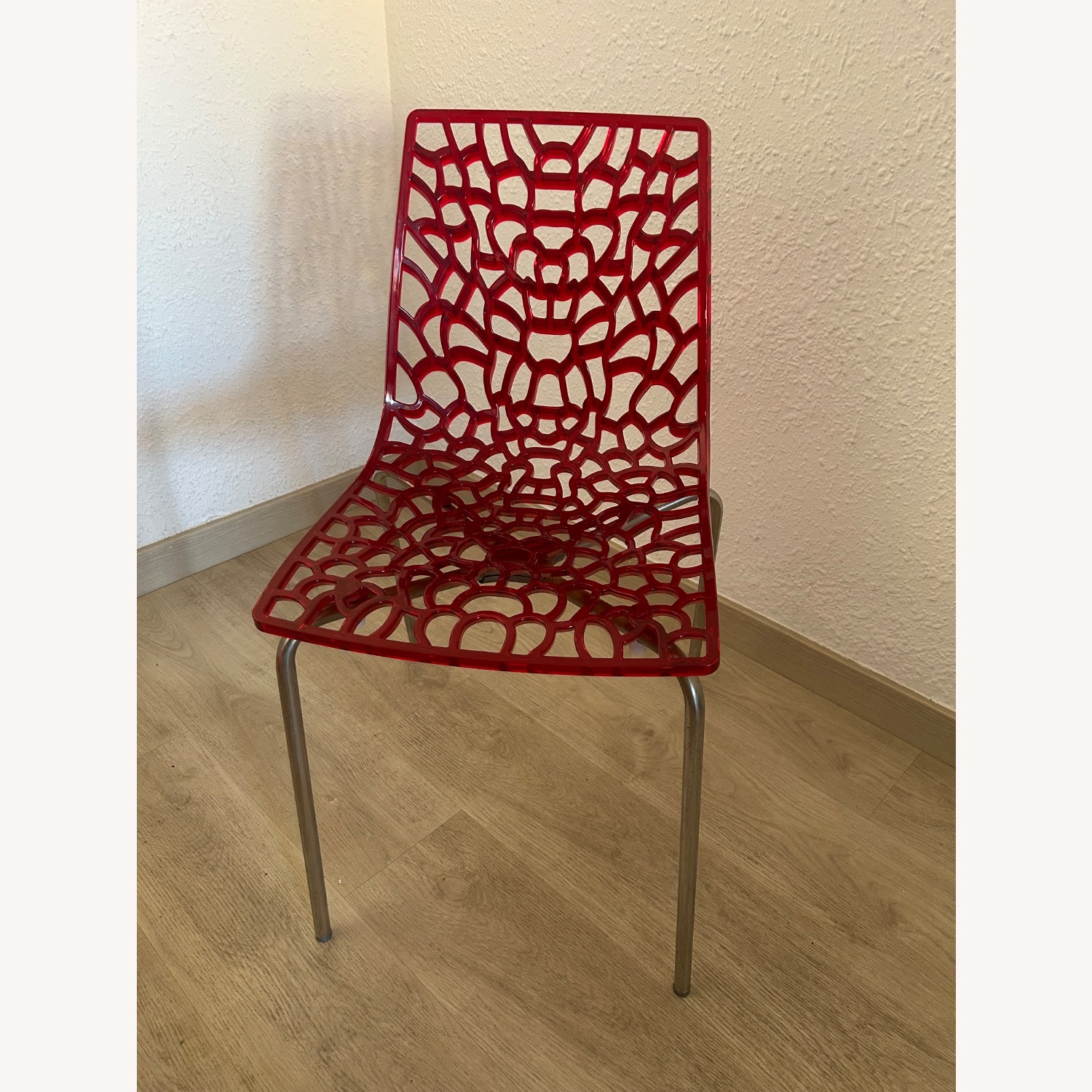 Red Plastic Accent Chair - image-2