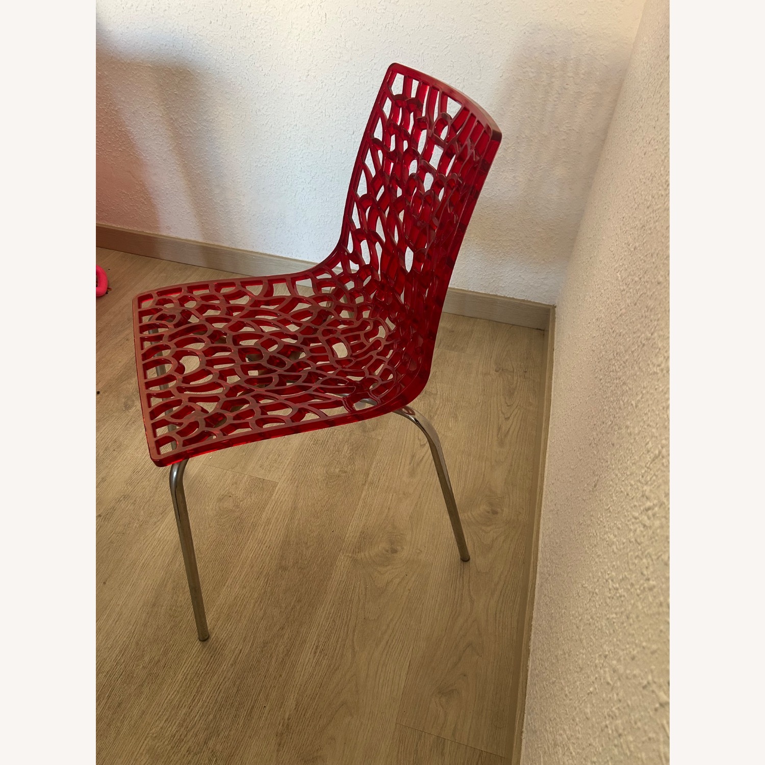 Red Plastic Accent Chair - image-3