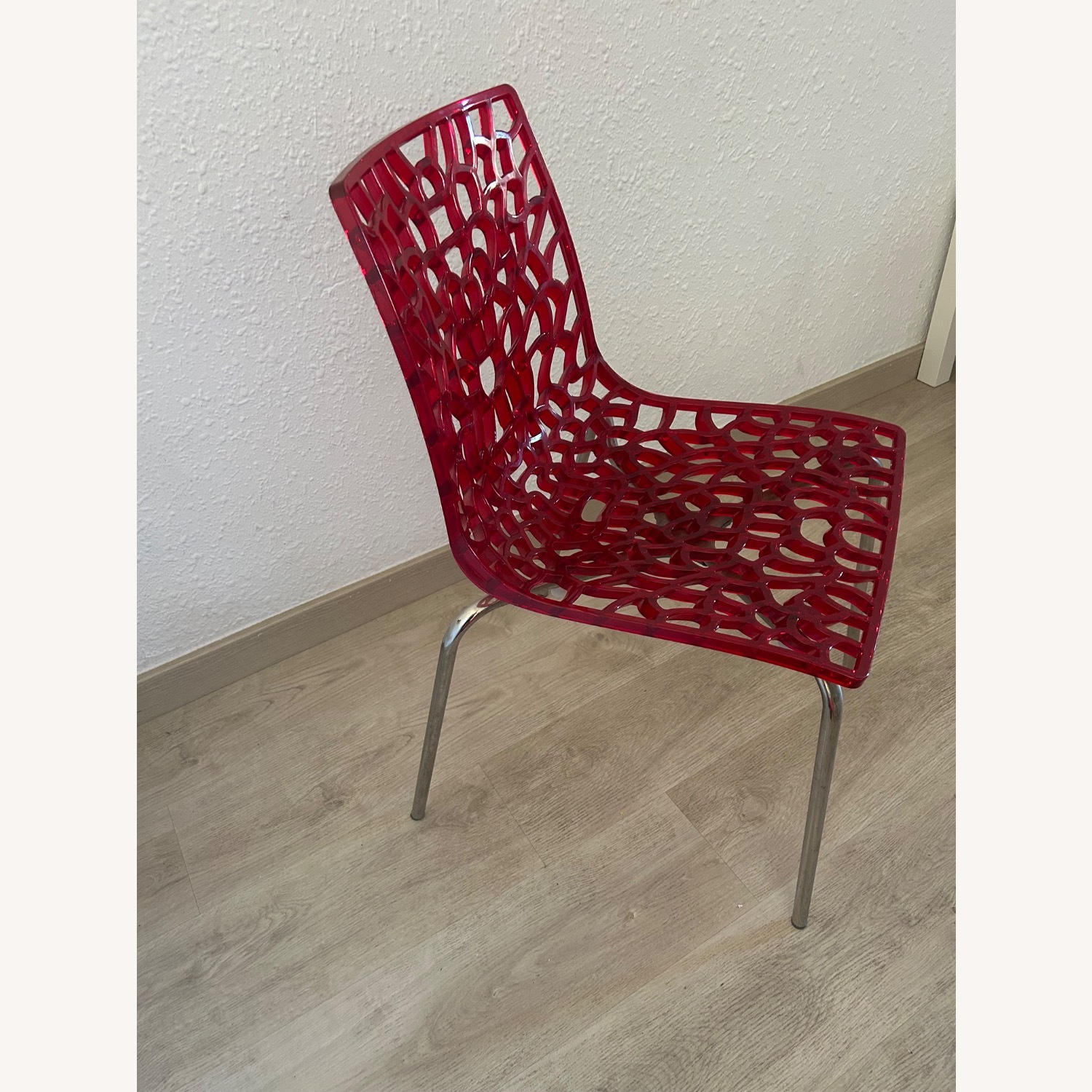 Red Plastic Accent Chair - image-4
