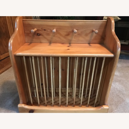 Used Light Brown Wood Wall Plate and Mug Holder for sale on AptDeco