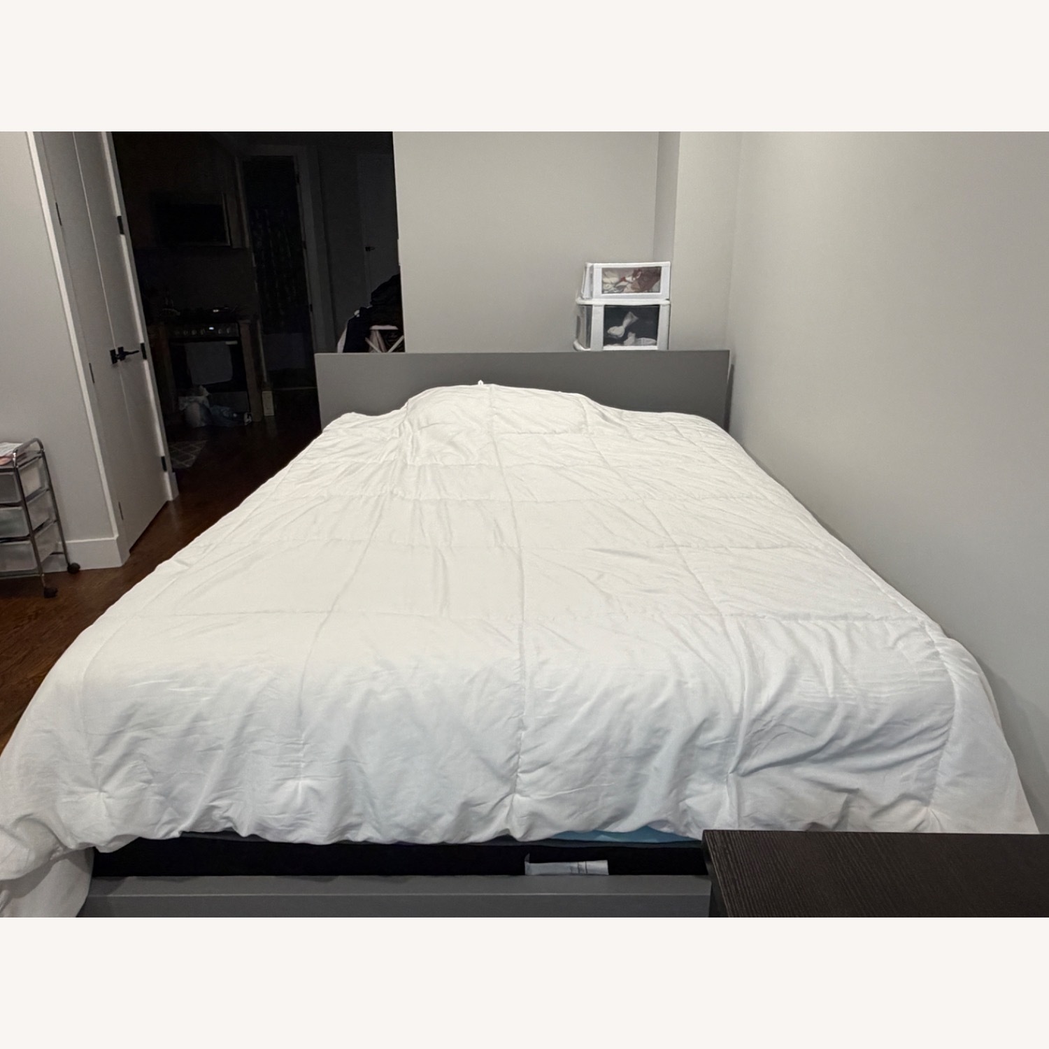 IKEA MALM Light Gray Wood Queen Bed - image-1