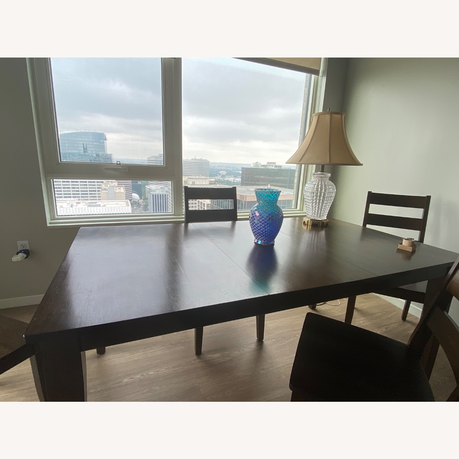 Value City Furniture Dark Brown Wood Dining Table - image-2