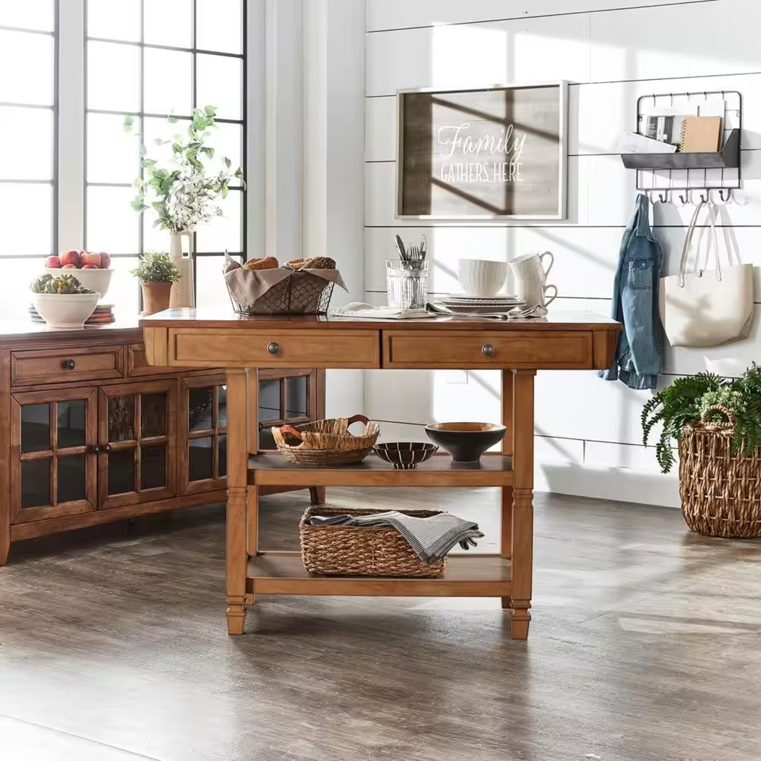 Walmar Light Brown Wood Kitchen Island - image-4