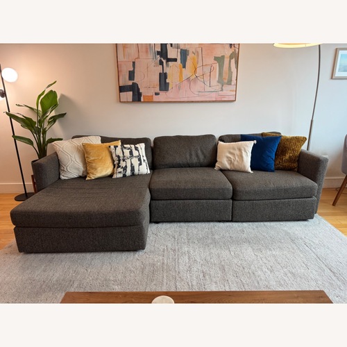 Used Macy's Clinton Fabric 3-Piece Chaise Sectional for sale on AptDeco