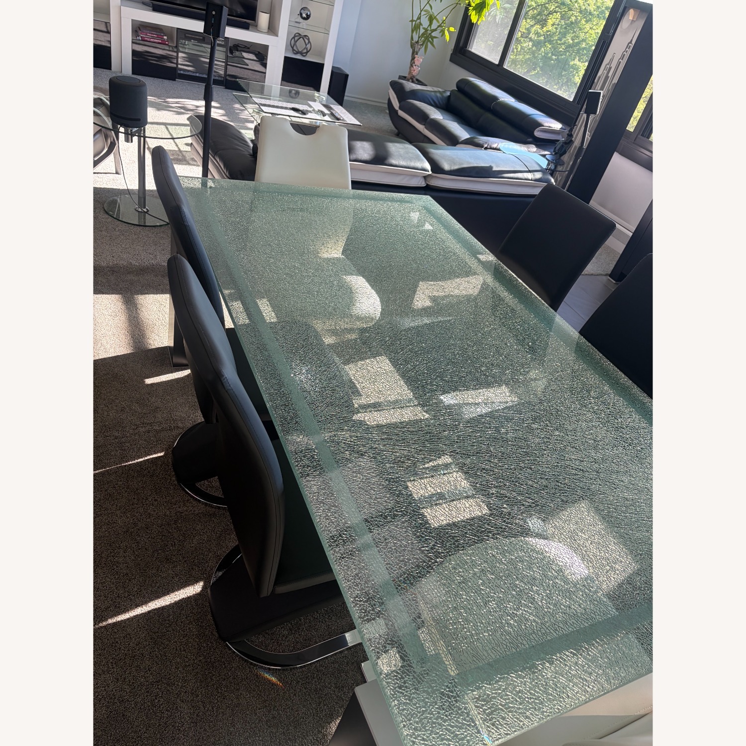 Black Dining Table w Glass Top - image-2