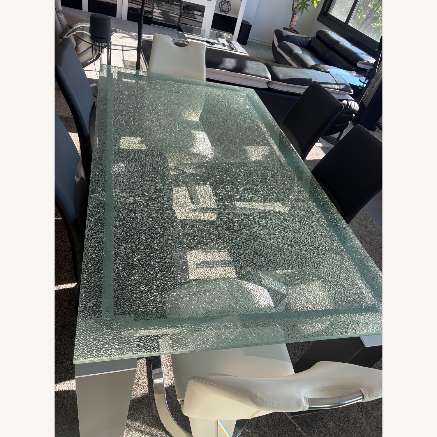Black Dining Table w Glass Top - image-1
