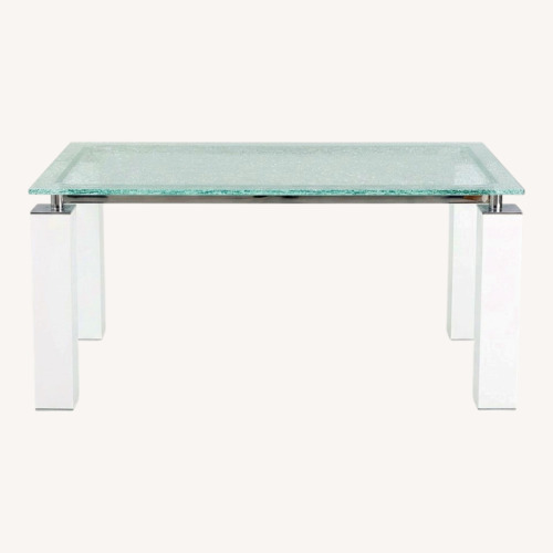 Used Black Dining Table w Glass Top for sale on AptDeco