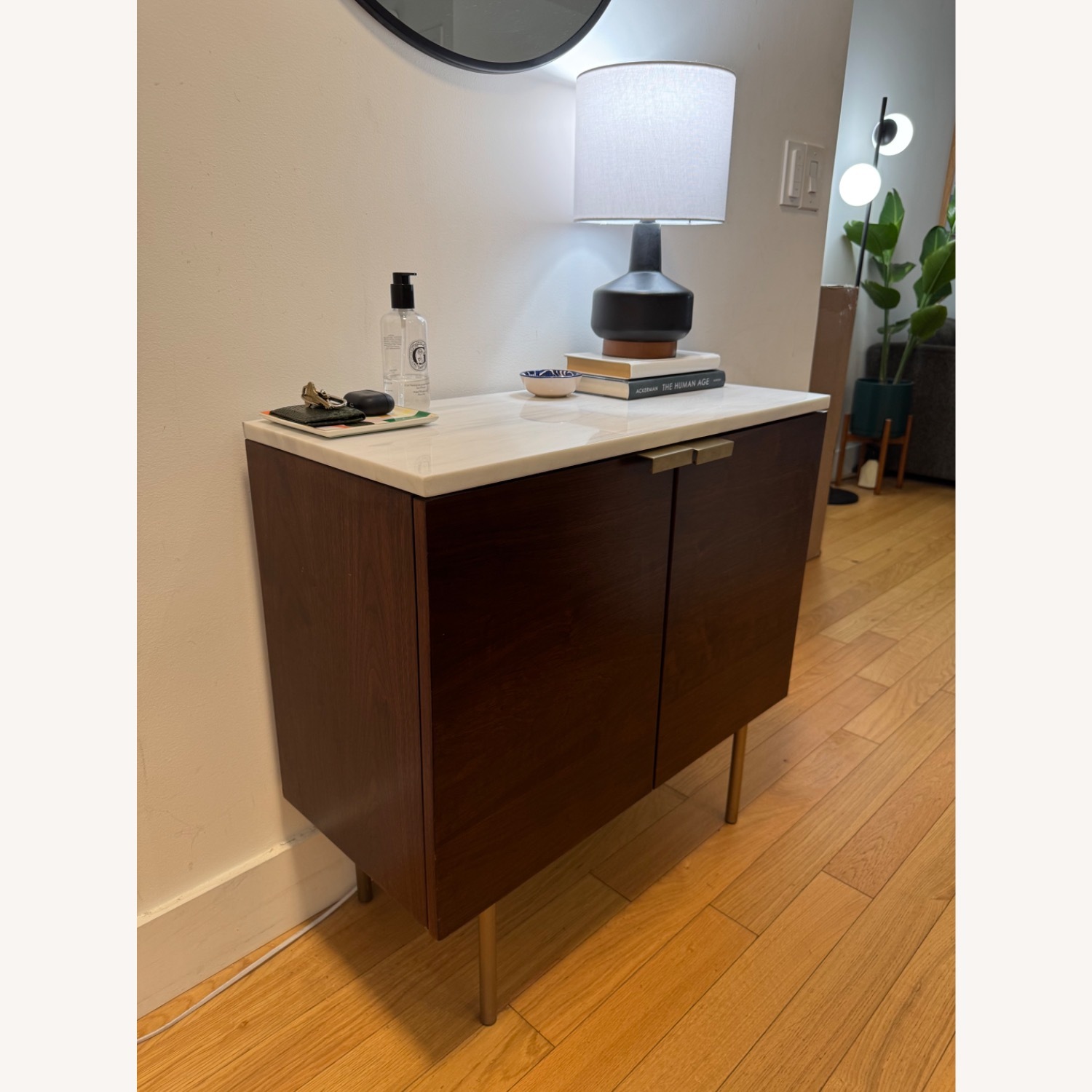West Elm Delphine Marble + Wood Cabinet - image-1