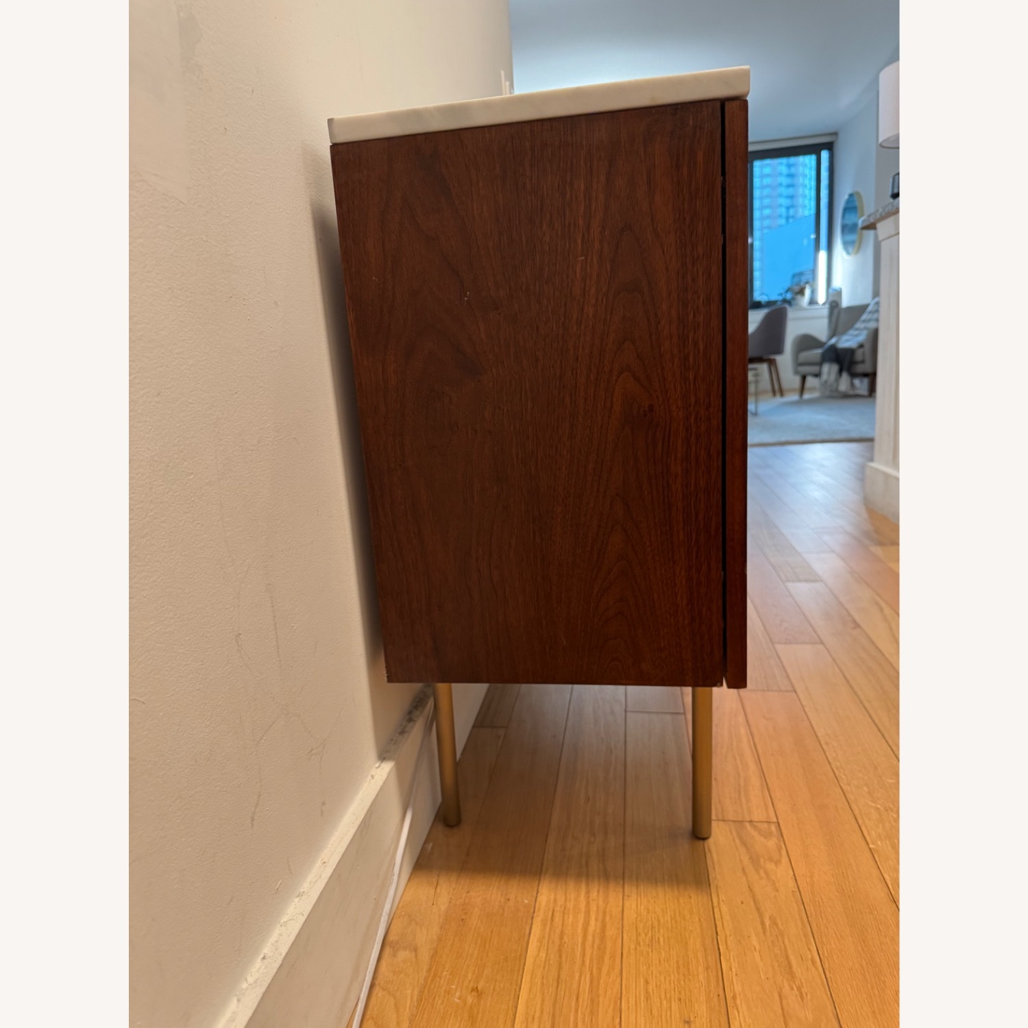 West Elm Delphine Marble + Wood Cabinet - image-5
