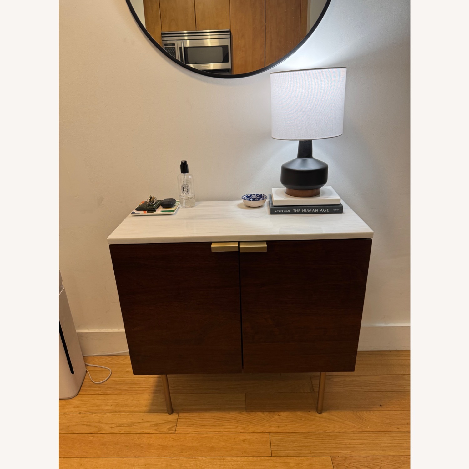 West Elm Delphine Marble + Wood Cabinet - image-2